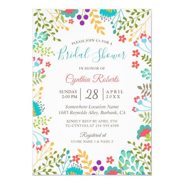 Vivid Fresh Spring Floral Cute Bridal Shower Card