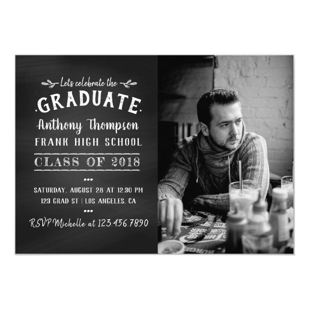 Chalkboard Graduate Party Photo Invitation