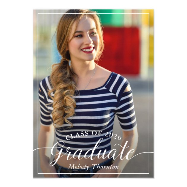 Simple Modern Typography Photo Graduation Party Card