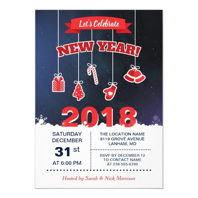 Let's Celebrate 2018 New Year's Party Invitation