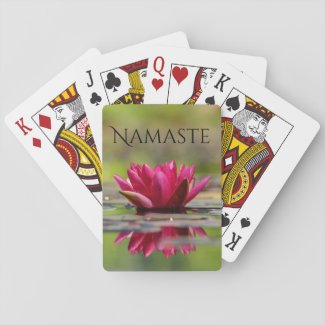 Namaste Red Water Lily Poker Cards