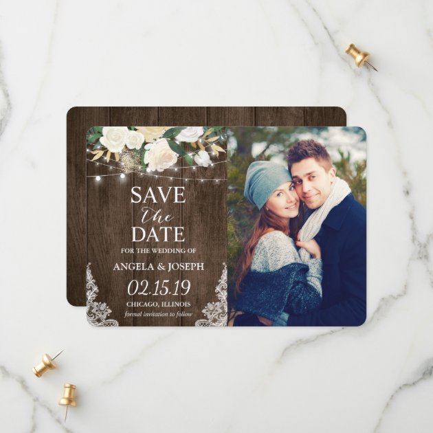 Rustic Country Romantic Chic Save The Date Photo