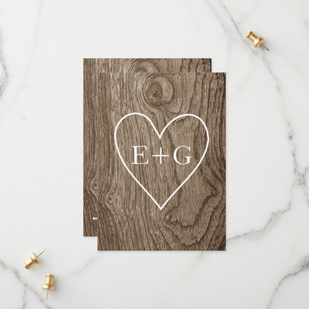 Heart On Wood Rustic Wedding Save The Date