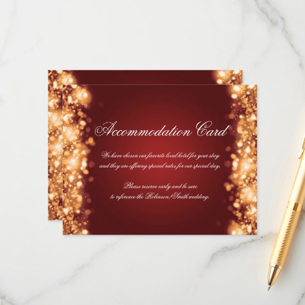 Accommodation Sparkling Lights Gold Red Enclosure Card