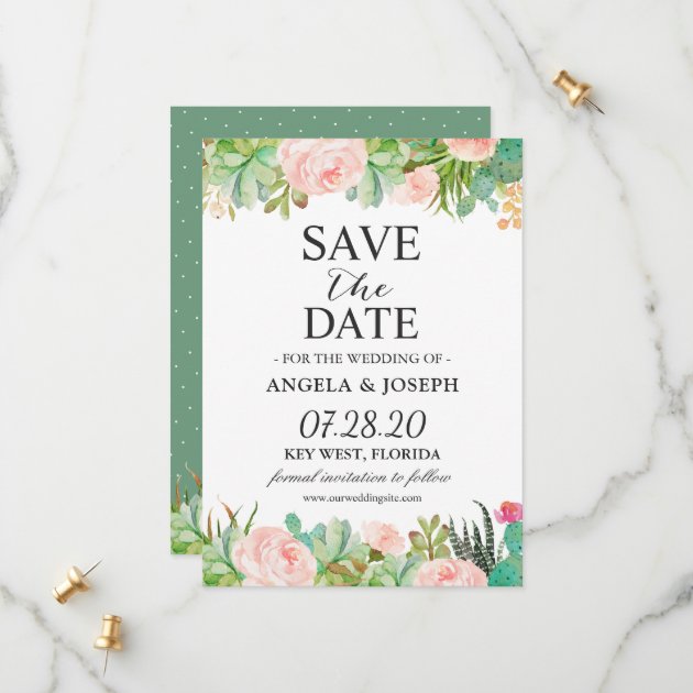 Rustic Succulent Cactus Floral Wedding Save The Date