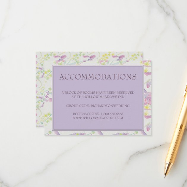 Wedding Accommodations Card Purple Floral
