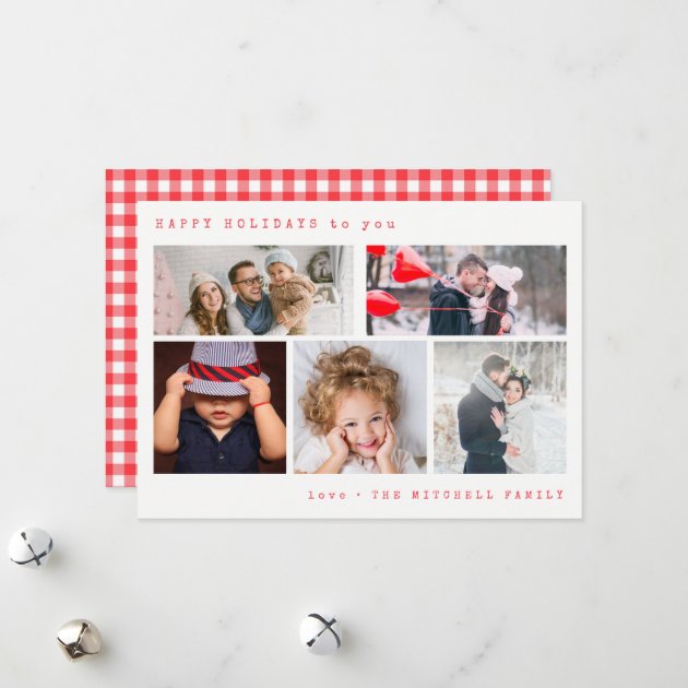 Minimal Holiday Photo Collage | Red Gingham