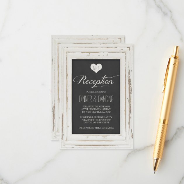White Rustic Frame Chalk Wedding Reception Enclosure Card