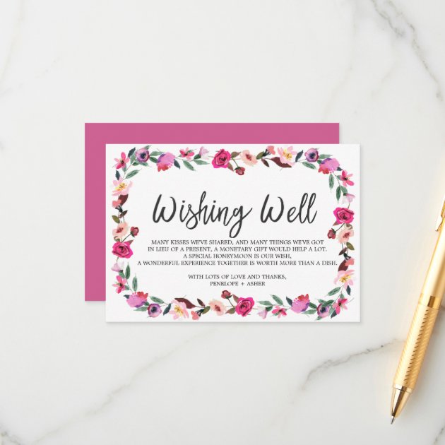 Romantic Fairytale Wreath Wedding Wishing Well Enclosure Card