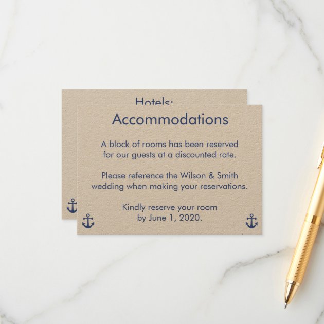 Nautical Wedding Accommodations Cards