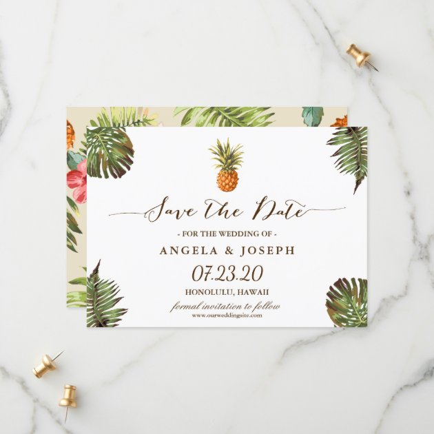 Tropical Leaves Pineapple Wedding Save The Date
