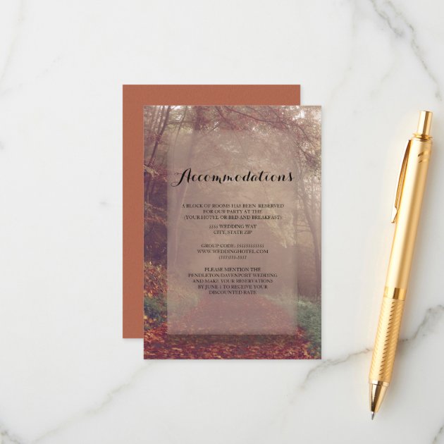 Autumn Leaves Wedding  Accommodations Enclosure Card
