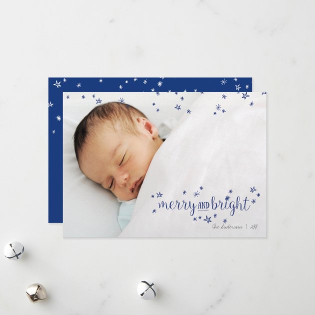 Merry And Bright Star Christmas Holiday Photo Card