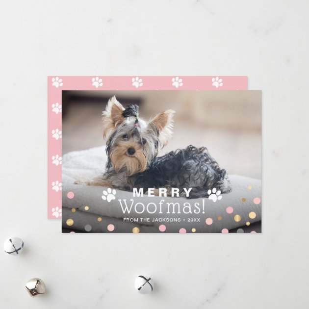 Puppy Merry Woofmas Pet Dog Paws Photo Holiday Card
