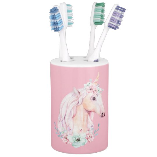 Unicorn In Flowers Bathroom Set