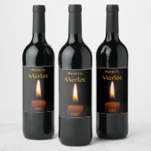 Candle Flame Brown and Black Wine Label (Bottles)