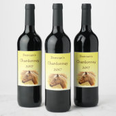 Sunny Yellow Blonde and Brown Horse Wine Label (Bottles)