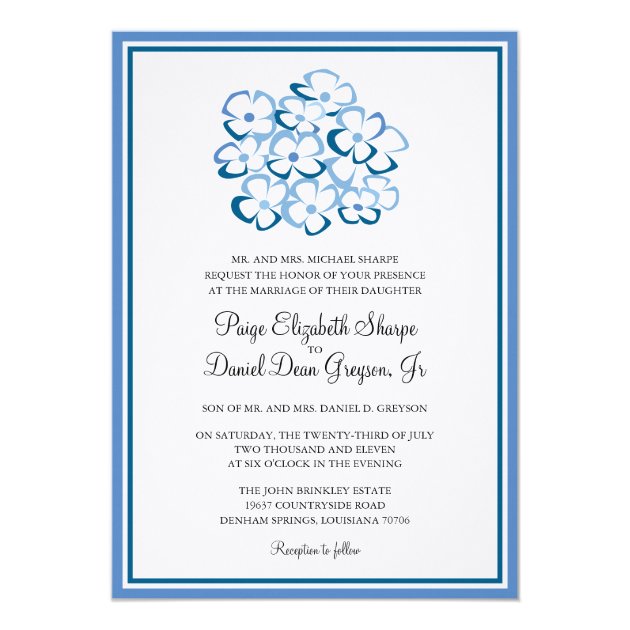 Blue Hydrangea Wedding Invitation