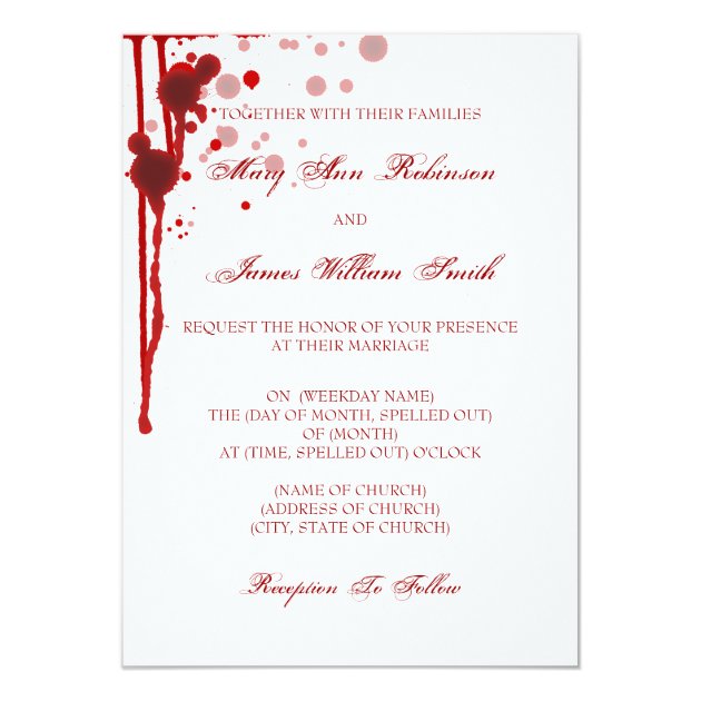 Vampire Halloween Wedding Fake Blood Red Invitation