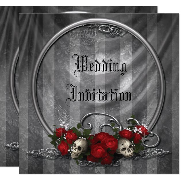 Skulls & Roses Elegant Gothic Wedding Invites