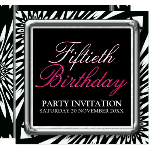 Wild Zebra 50th Birthday Party Invitations