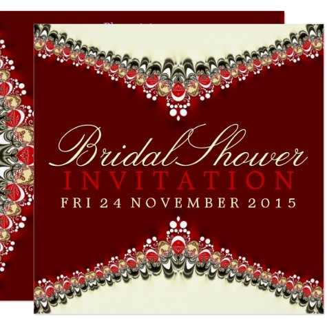 Decorative Red Lace Bridal Shower Party Invitation