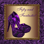 High Heel Shoes Womans Purple 50th Birthday Party Invitation | Zazzle.com