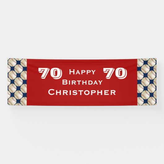 70th Birthday Party Baseball Banner, Adult Banner (Horizontal)