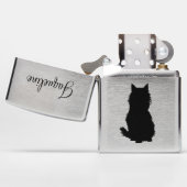 Fluffy Cat Silhouette Zippo Lighter (Opened)