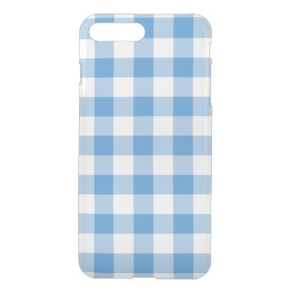 Light Blue and Transparent Gingham Pattern iPhone 7 Plus Case