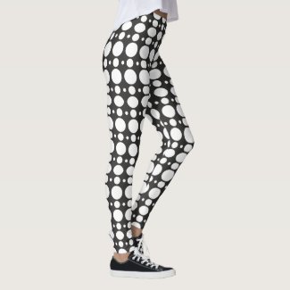 Modern Black And White Polka Dots Leggings
