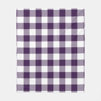 Purple and White Gingham Pattern Fleece Blanket