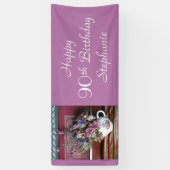 Personalized 90th Birthday Vintage Teapot Purple B (Vertical)