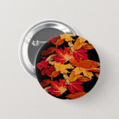 Red Yellow Brown Orange Autumn Leaves Button (Front & Back)