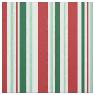 Mixed Red, Green, White Stripes Fabric