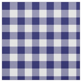 Classic Navy and White Gingham Pattern Fabric