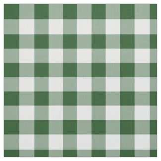 Classic Green and White Gingham Plaid Fabric