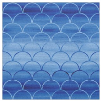 Dark to Light Blue Watercolor Scale Pattern Fabric
