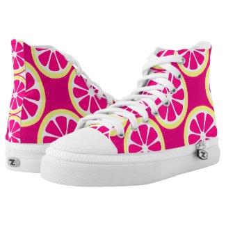 Hot Pink Yellow Citrus Slices Printed Shoes
