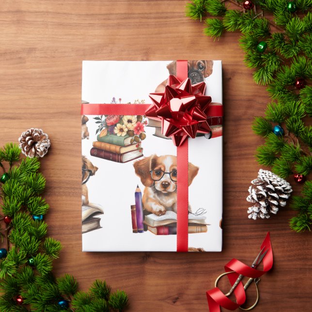 Dogs And Books Lovers  Wrapping Paper (Holiday Gift)