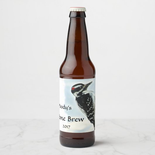 Hairy Woodpecker Bird Beer Label (Front)