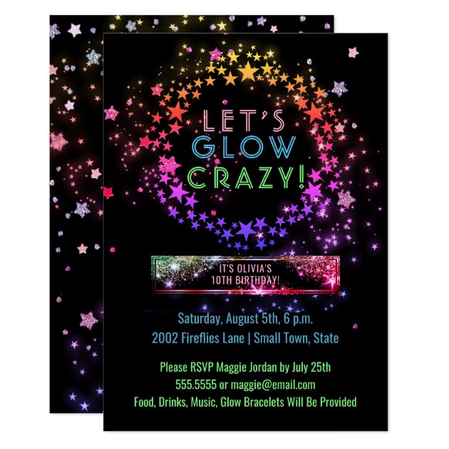 Neon Glow in the Dark Party | Kids Birthday Invitation