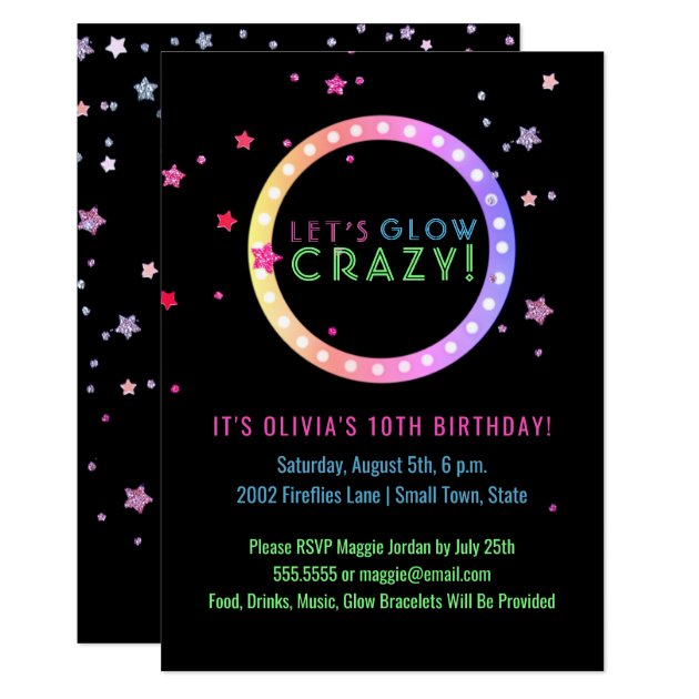 Neon Glow in the Dark Birthday Party | Kids Party Invitation