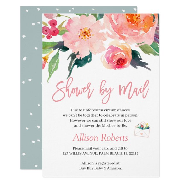 Shower by Mail Whimsical Watercolor Garden Floral Invitation