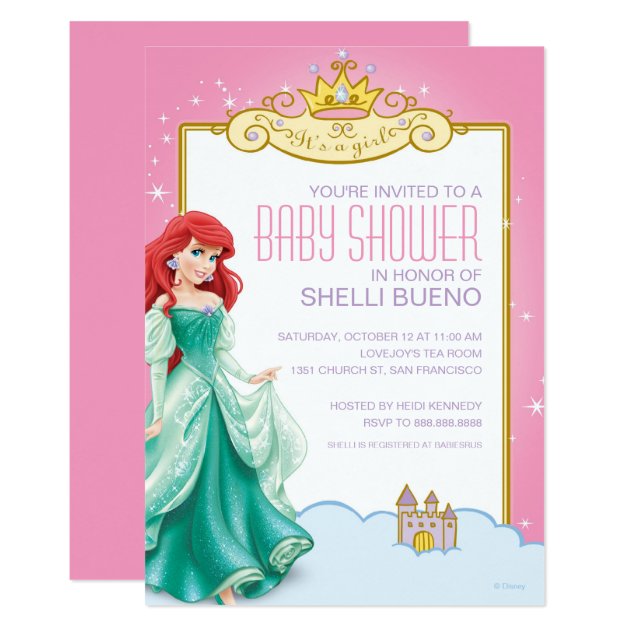 Disney Princess Ariel It's a Girl Baby Shower Invitation (front side)