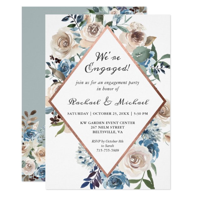 We're Engaged Rustic Boho Floral Engagement Party Invitation