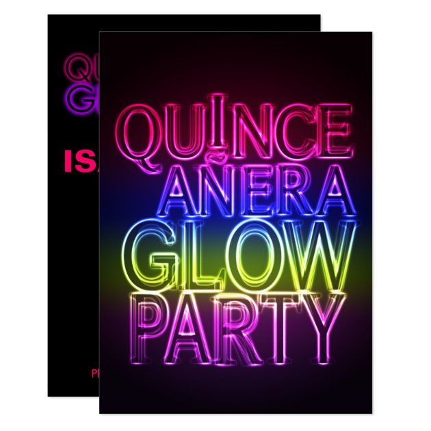 Quinceanera GLOW PARTY Birthday Invitation