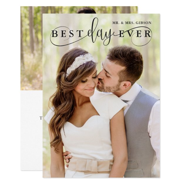Simple Stylish Best Day Ever Photo Thank You Card