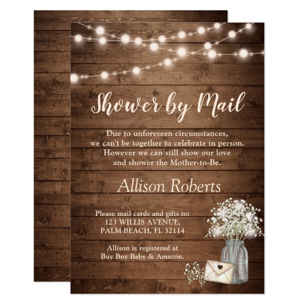 Shower By Mail Rustic Baby's Breath String Lights Invitation