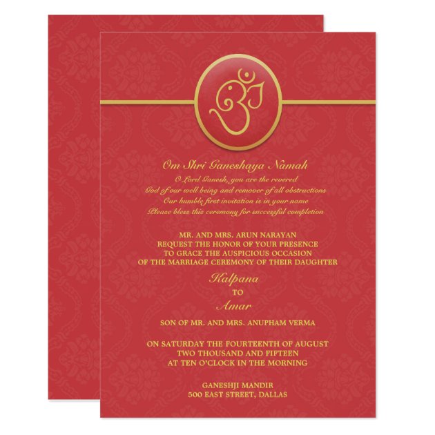 Wedding Indian Style Flat Invitation